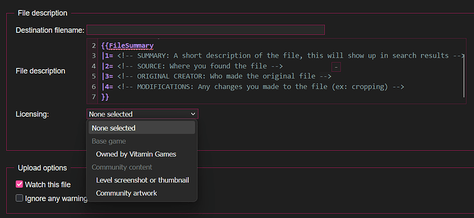 New file upload template.