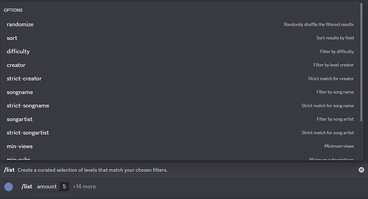 List Command Options