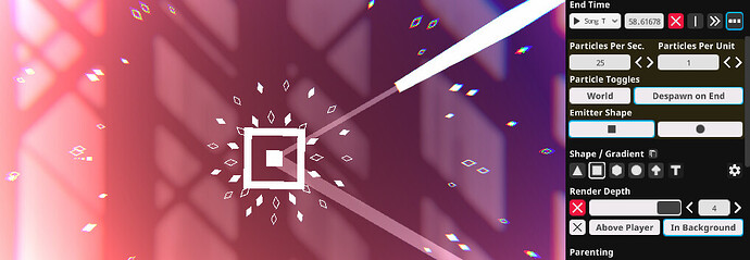 Particle objects set in the background with the Render Depth set to 4
